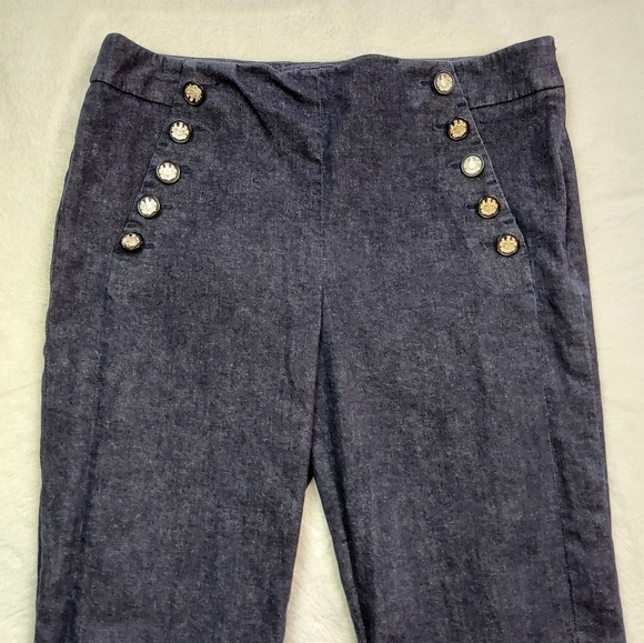 Per Se Carlisle Karen Stretch Blue Denim Jean Straight Leg Button Detail Size 8 - Picture 3 of 12